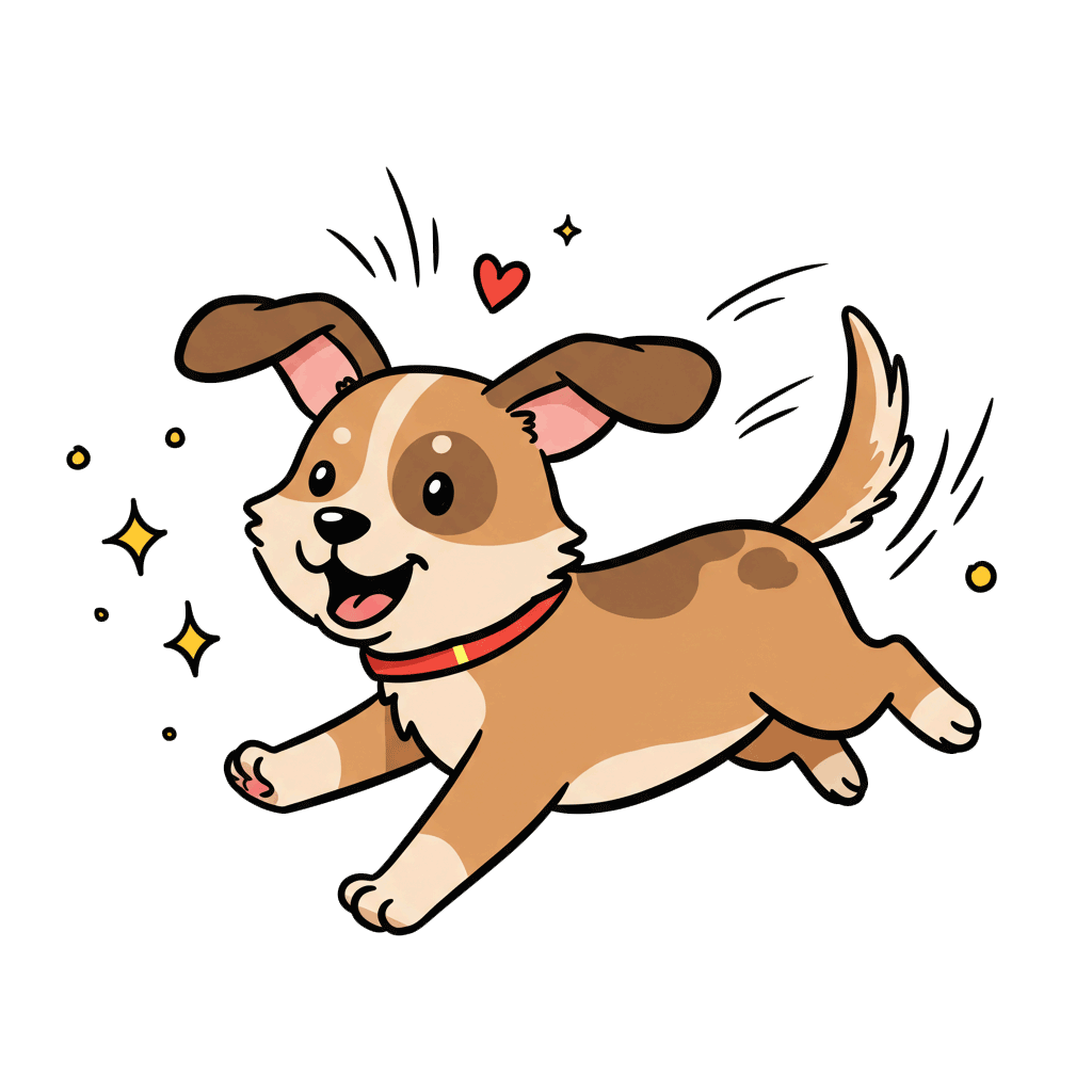 Excited puppy running back—because you remember your password! Acupuncture CEUs by Hippie Helper Creations.