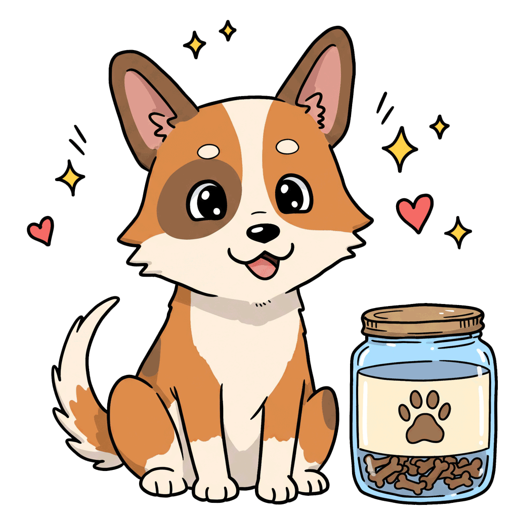Cute dog trying to open a treat jar—playful image symbolizing secure personal info for acupuncture CEUs by Hippie Helper Creations.